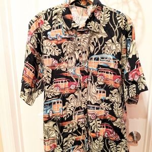 Men's Woody Classic Car And Palm Button Down